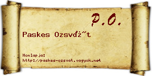 Paskes Ozsvát névjegykártya